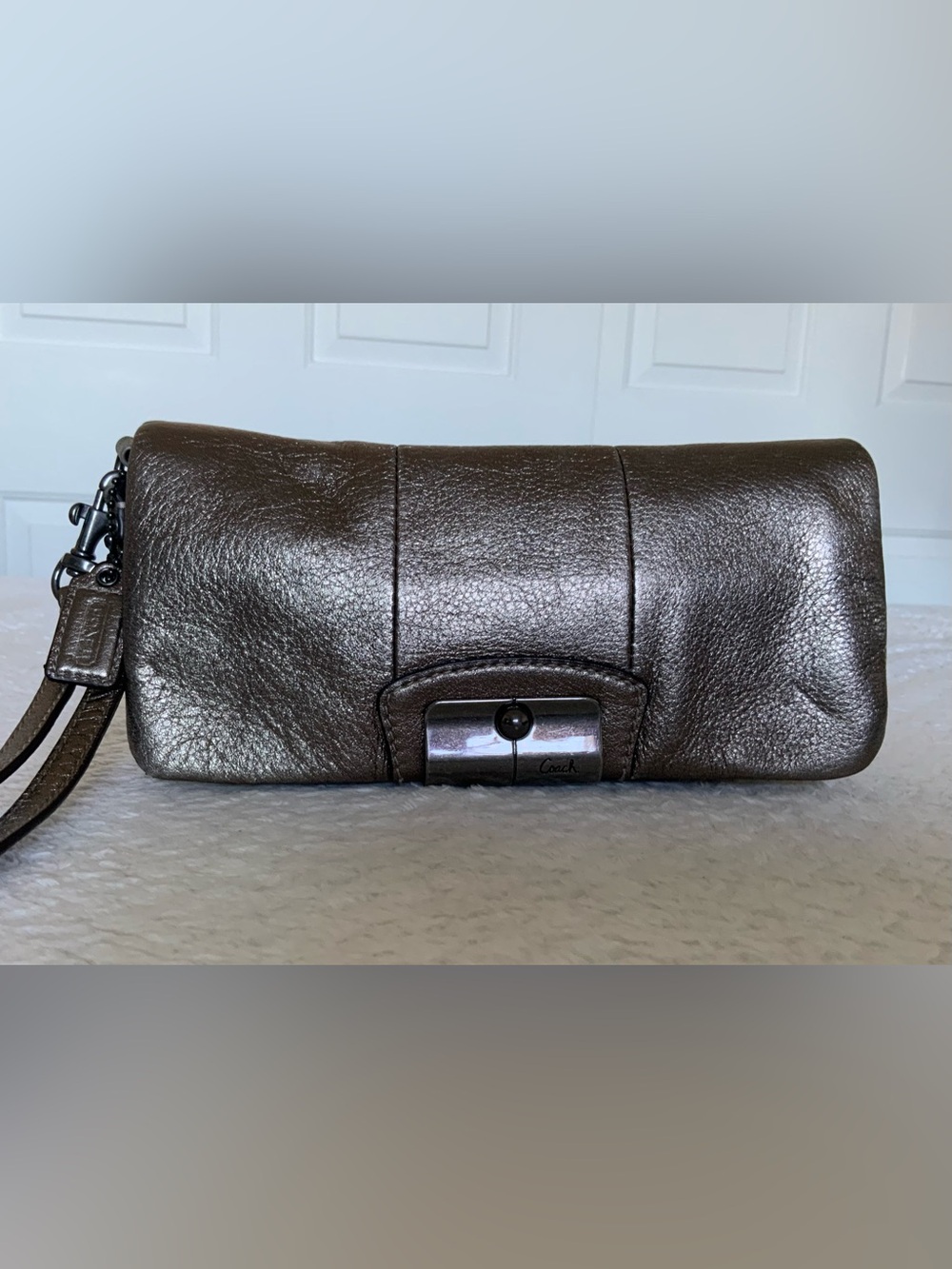 Coach Kristen Bronze Metallic Leather Wristlet Wallet